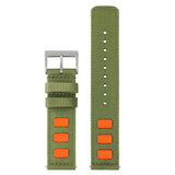 Leather Accented Canvas Nylon Watch Band 20mm/22mm