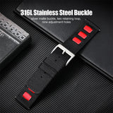 Leather Accented Canvas Nylon Watch Band 20mm/22mm