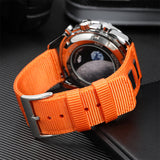 Leather Accented Canvas Nylon Watch Band 20mm/22mm