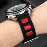 Leather Accented Canvas Nylon Watch Band 20mm/22mm