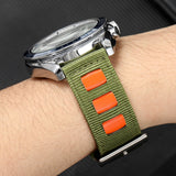 Leather Accented Canvas Nylon Watch Band 20mm/22mm